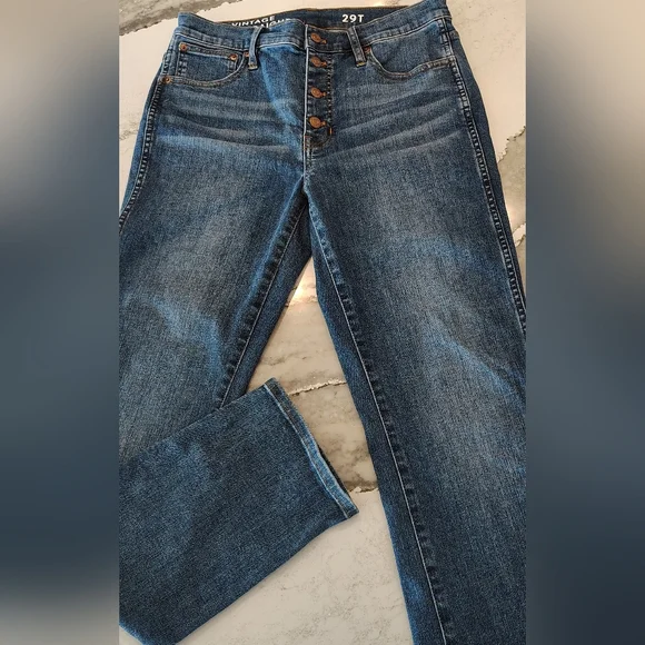 J.Crew Reimagined Vintage Slim Straight Women's Size 29 T Button Fly Blue Jeans - Picture 2 of 11